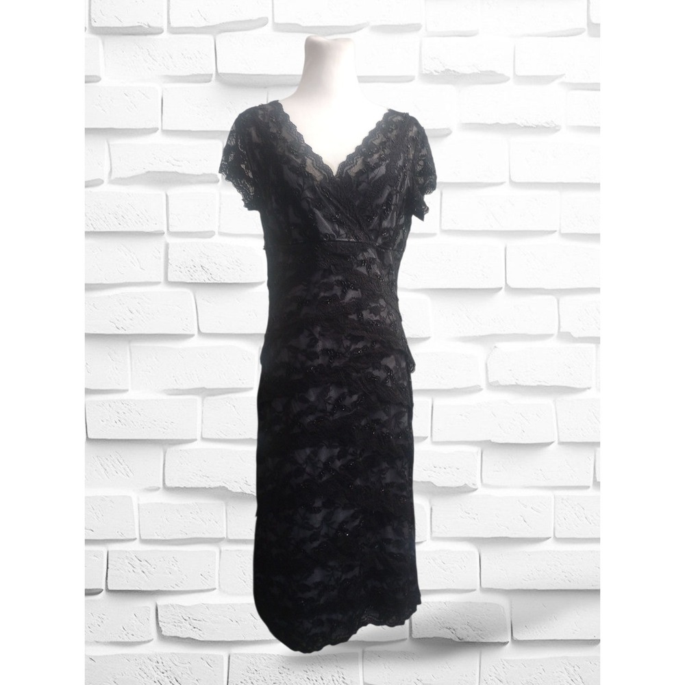 Dress 10 Black Stretch Lace Beads Whimsigoth Y2K Babydoll Sheer Romantic